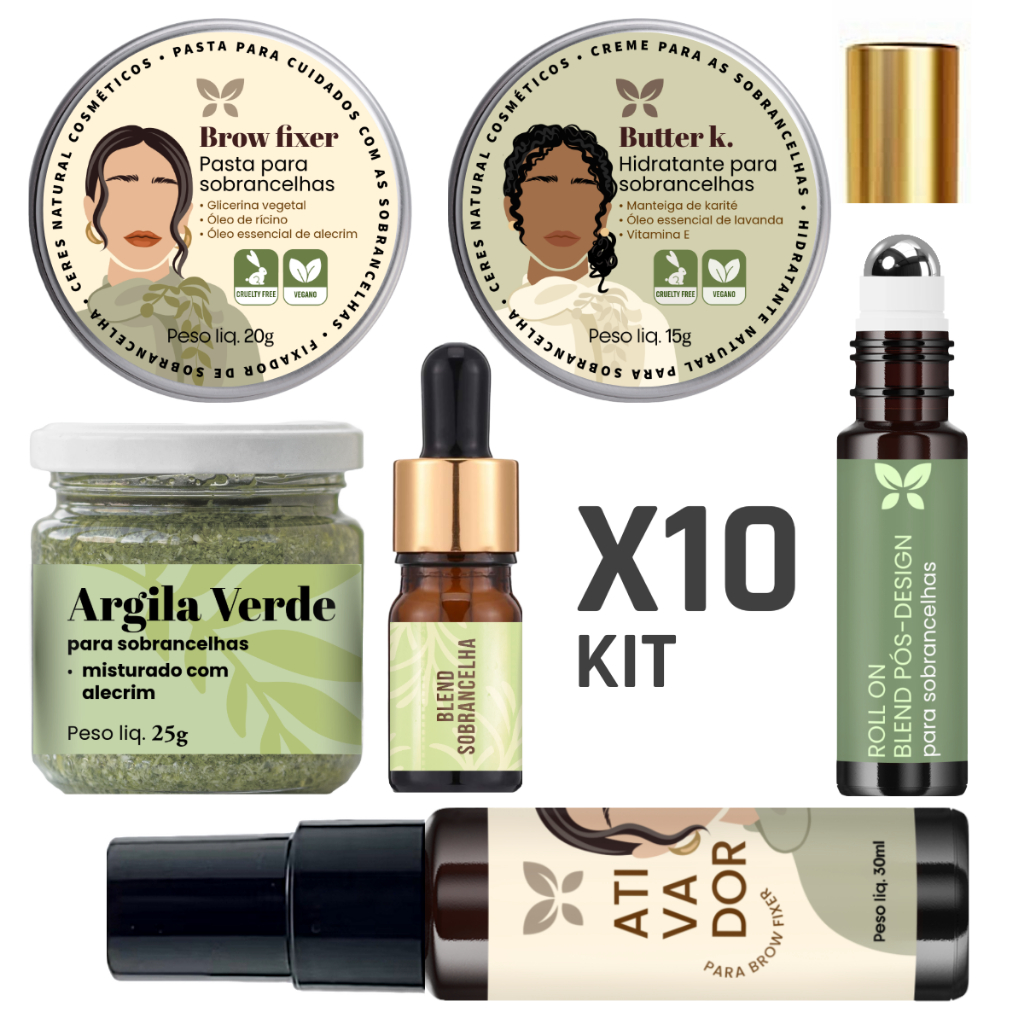 10 KIT BUSINESS PARA SOBRANCELHAS NATURALES E ORGANICAS