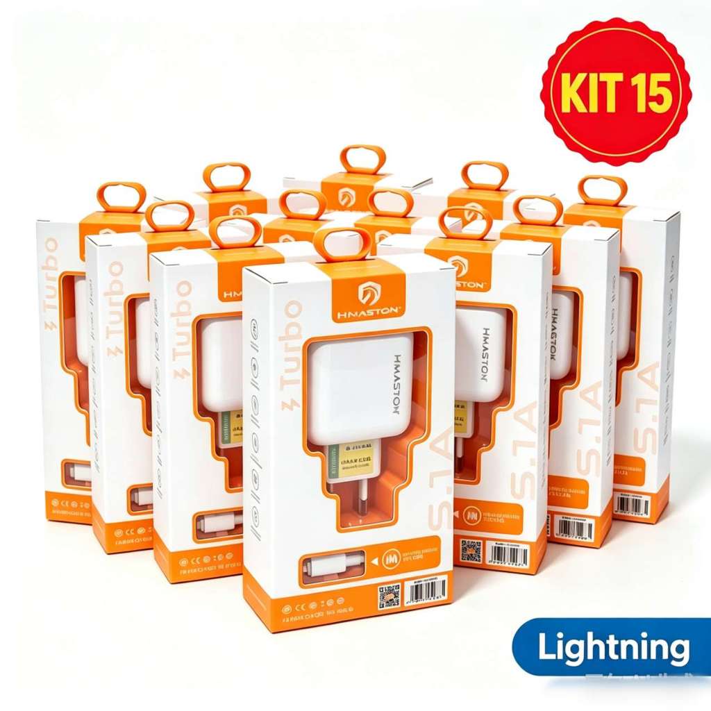Kit 5/15pcs Carregadores 5.1A Lightning Carga Rápida Hmaston