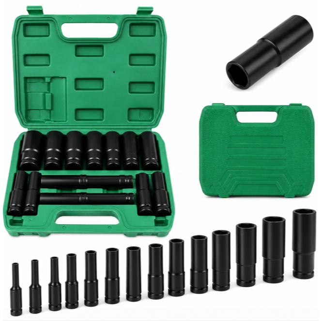 Jogo Soquete Longo Sextavado Impacto 1/2 8 A 32 Mm 15pcs