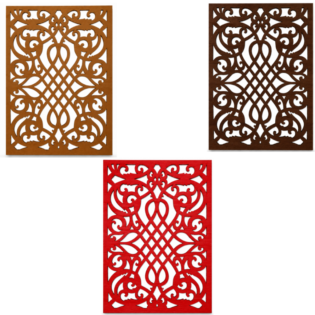 Kit Divisor Ambiente MDF Vermelho Painel Vazado Arabesco Decoração Sala 15pc 30x20cm