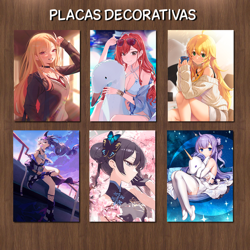 Placa Quadro Decorativo Cute Anime Girls Kawaii 20x28.5cm