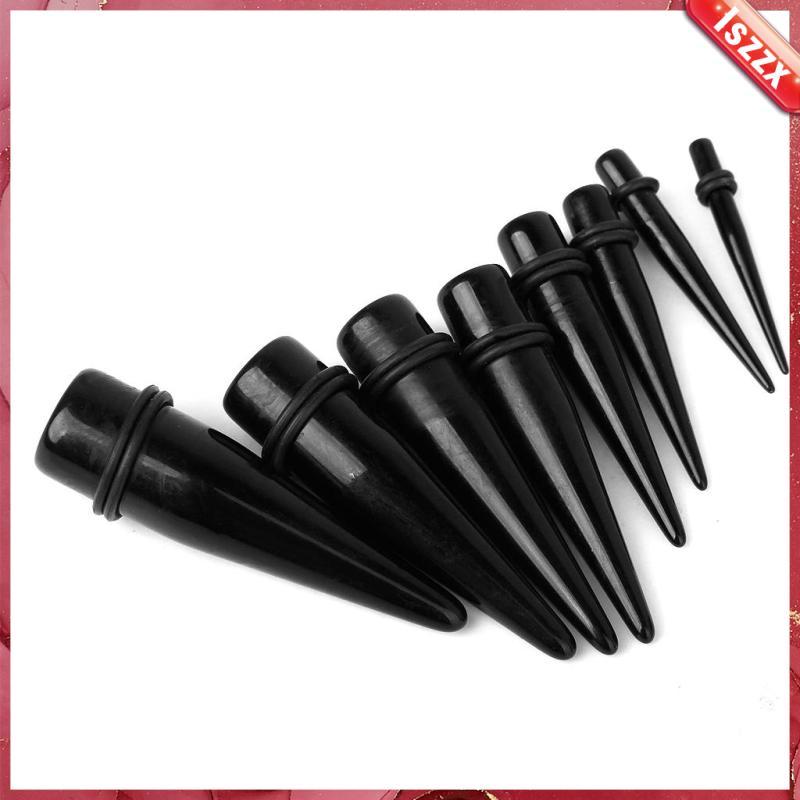 [Lszzx] Estiramento De Orelha De Cor Preta De 8 Tamanhos EAR STRETCHER EXPANDER TAPER PLUGS 4-18mm