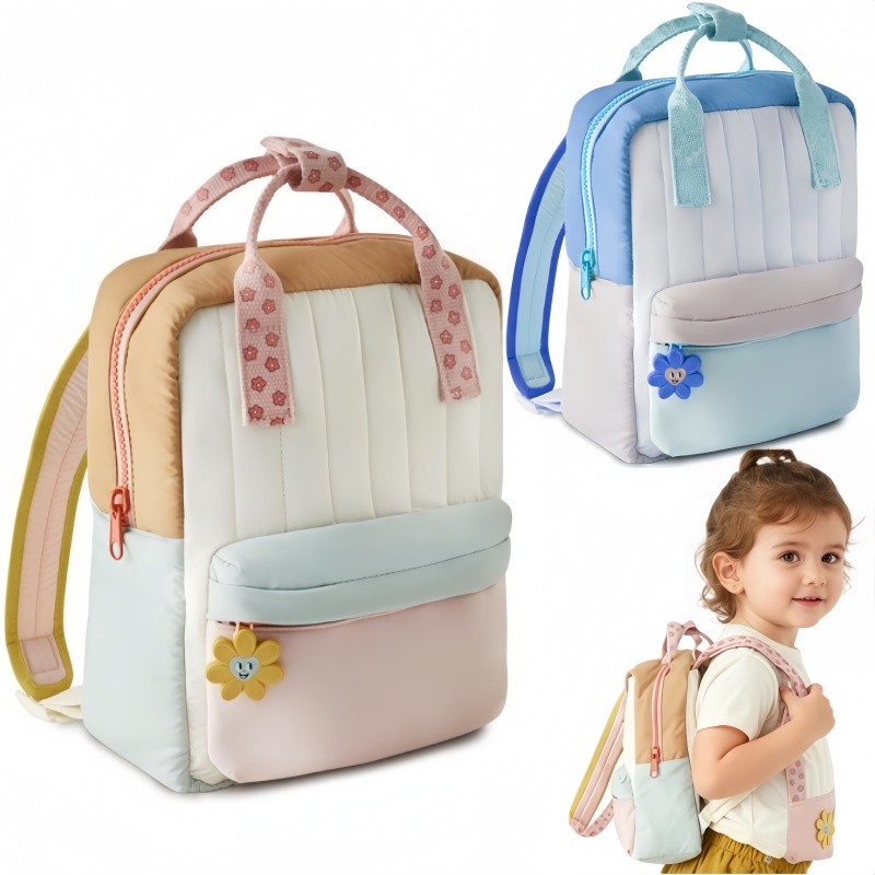 Mini Mochila Infantil Para Meninas De 2 A 4 Anos com Acessórios Girassóis e Pingentes Coloridos