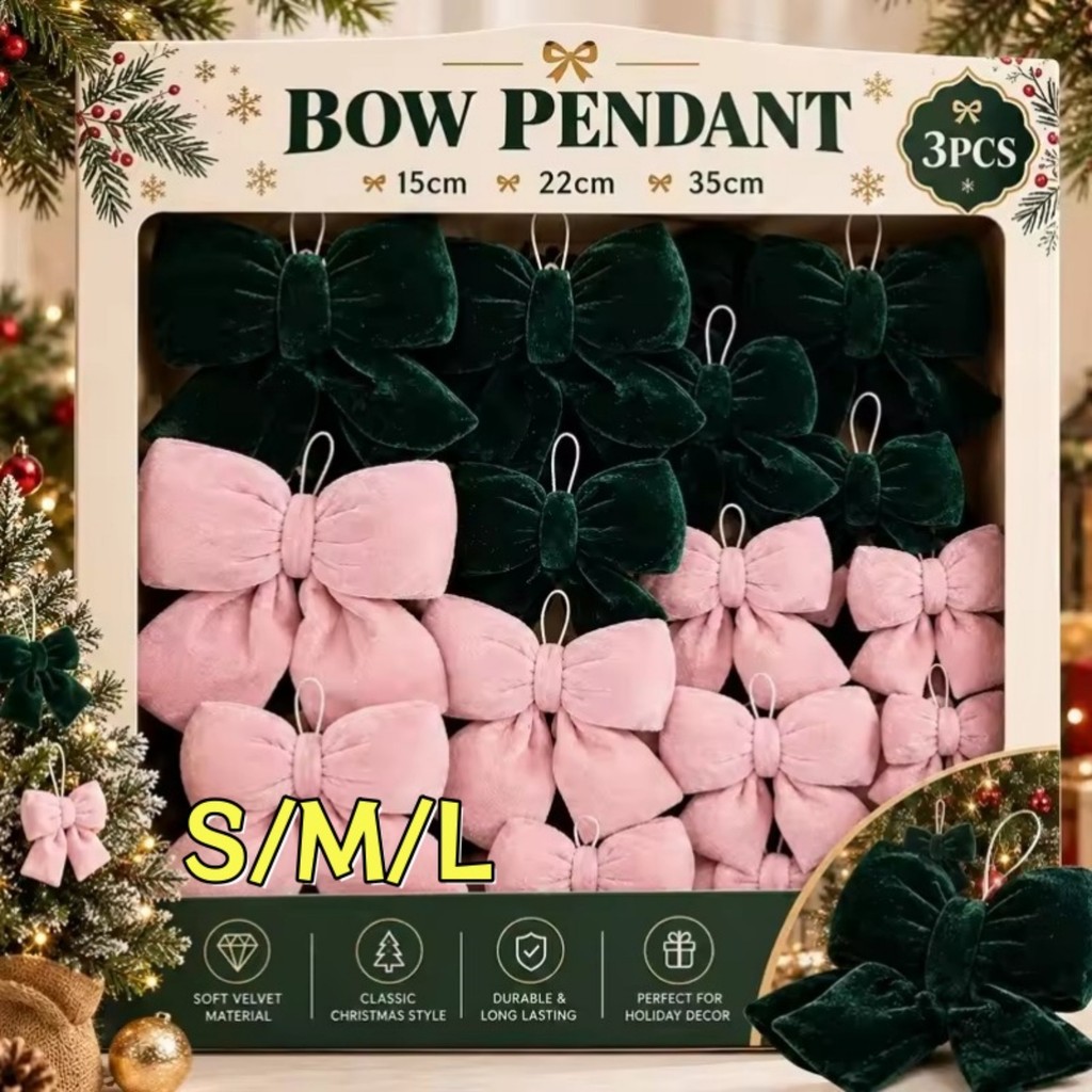 S/M/L Veludo Natal Pendurado Arco Soft Bowknot Ornamento Para Árvore De Casa Decoração De Férias Suprimentos # Meteorite