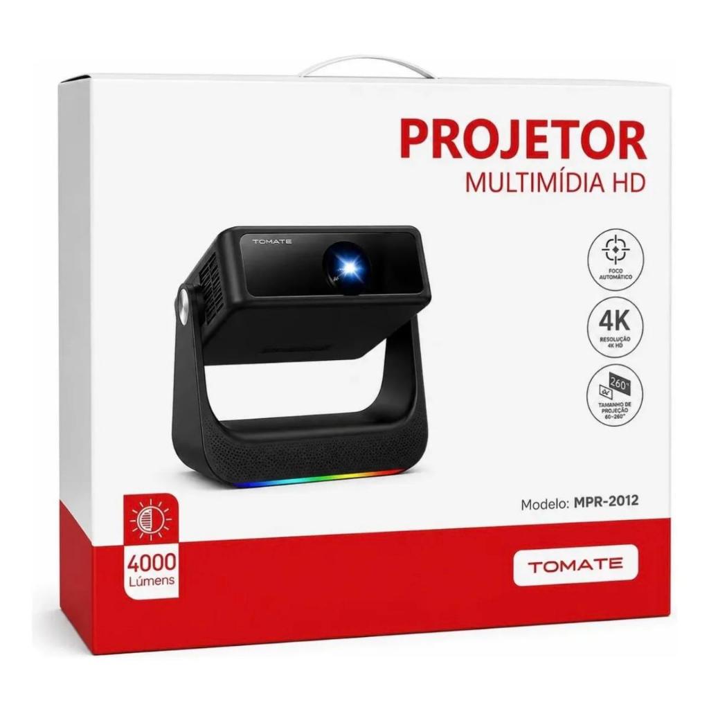 Projetor Tomate - MPR- 2012 Smart - wifi - 4K - 4000 Lumens - branco