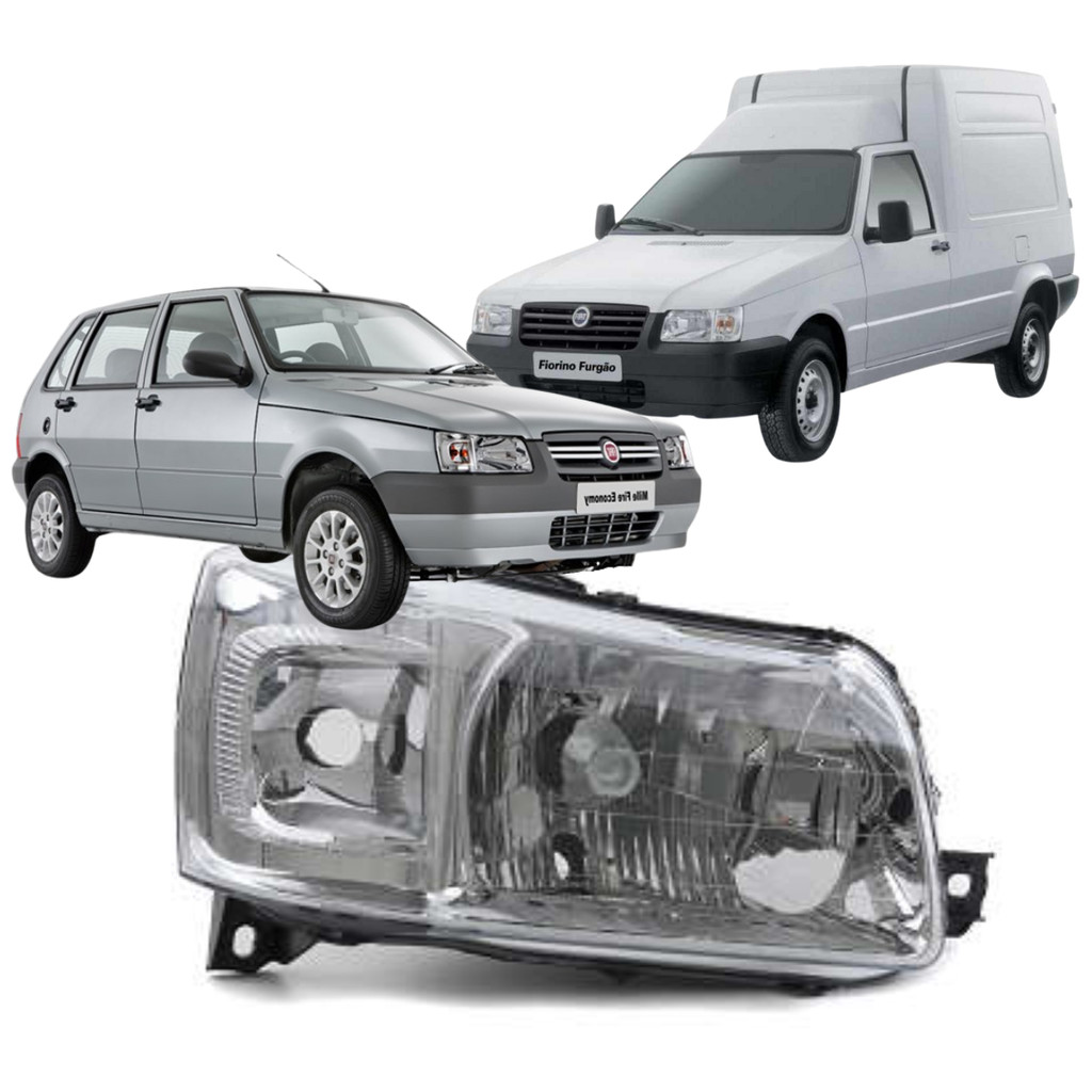 Farol Direito Arteb Fiat Uno Mille Smart Fiorino 2005 a 2012 Original Vidro Cromado