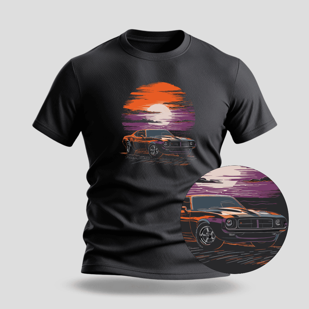 Camiseta Premium Estampa Sunset Car - 100% Algodão - 044