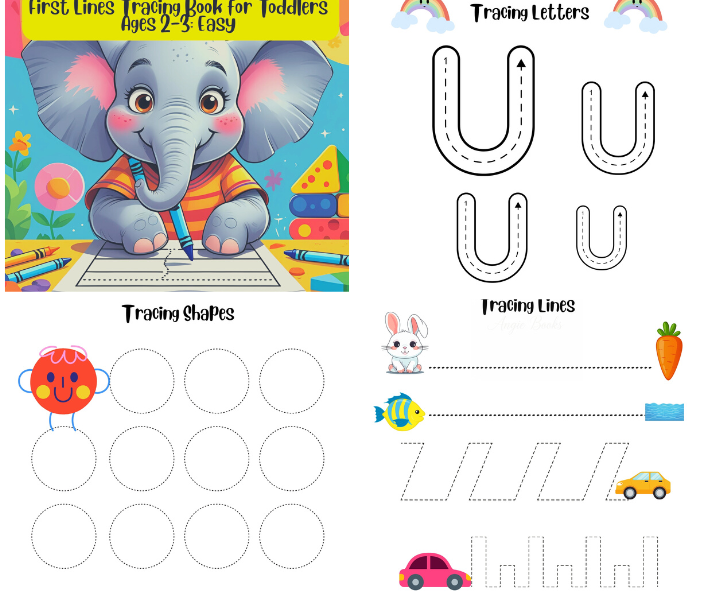 Trace Book for Toddlers Ages 2-3: Easy Pre-Writing Practice Workbook with Fun Animals and Shapes - Perfect for Developing Fine Motor Skills and Hand-Eye Coordination