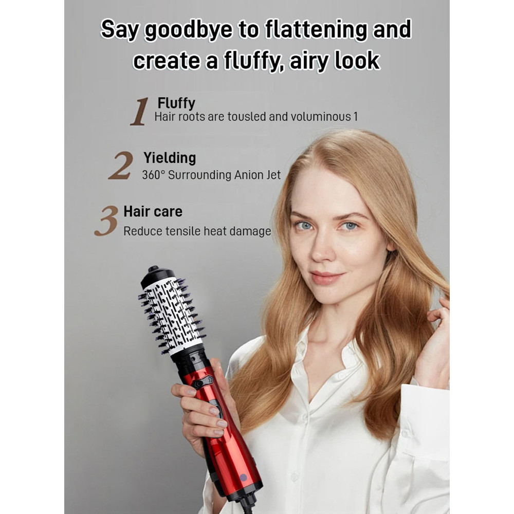 [Praticidade 2 em 1] Cold Wind Conservation Smooth Hairdressing Comb Straight Blow at the Side Two-in-one Static Escova