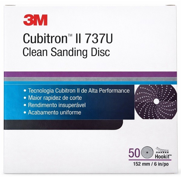 Kit com 50 Disco de Lixa 3M Cubitron II 737U Hookit Clean Sanding 152MM DS Grao 150+