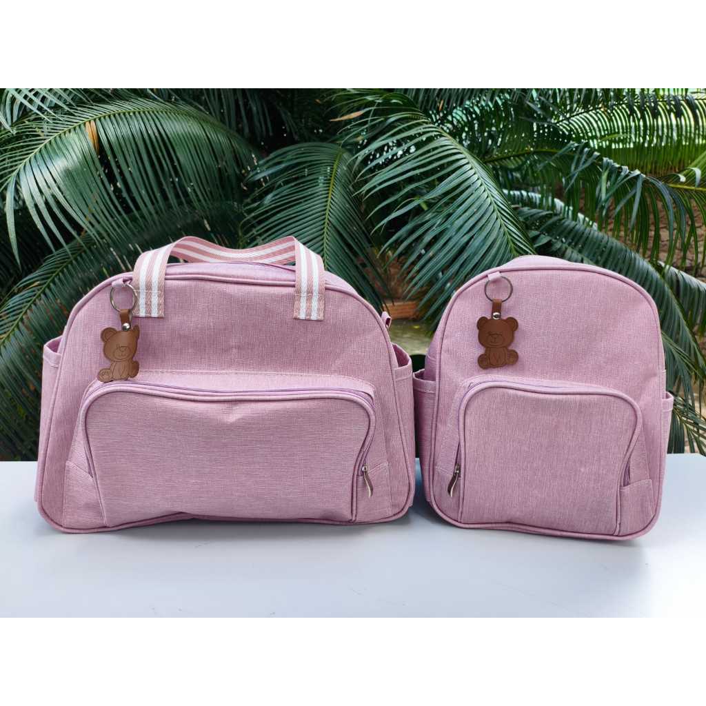 Kit Bolsas Maternidade Soft Denim 2 peças com bolso antifurto bolsa para bebes