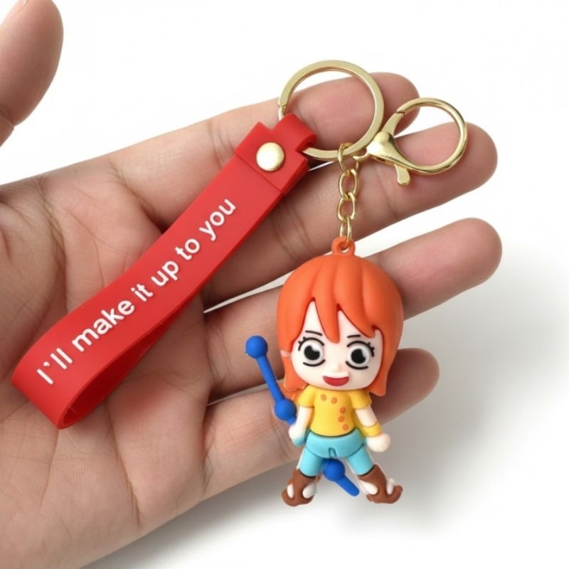 Chaveiro One Piece Personagens Luffy Nami Boneco 3D Colecionável Geek