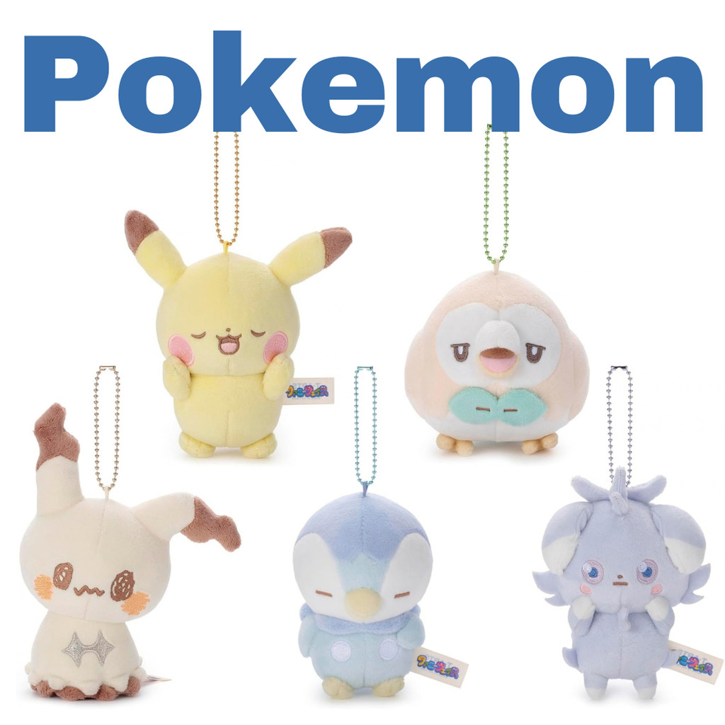Pokemon Poke Piece Funny Face Ball Chain Plush Mascot Keychain Mimikyu Pikachu Piplup Rowlet Espurr Direct from Japan