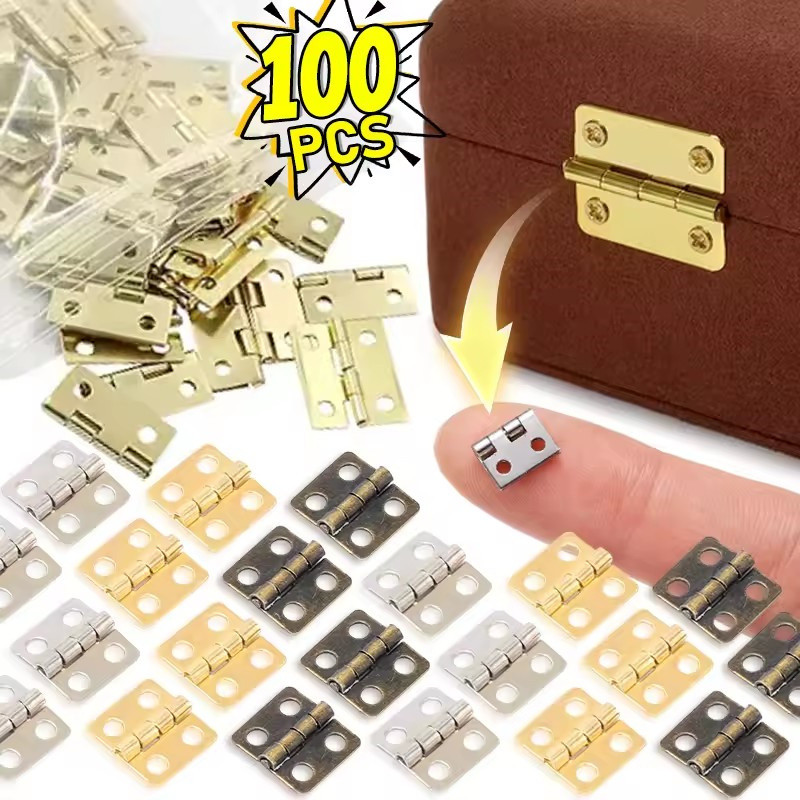 Mini Dobradiças De Topo De Filé , Parafusos Dourados E Prateados , Caixa De Madeira Em Miniatura , Pequenas Para Artesan