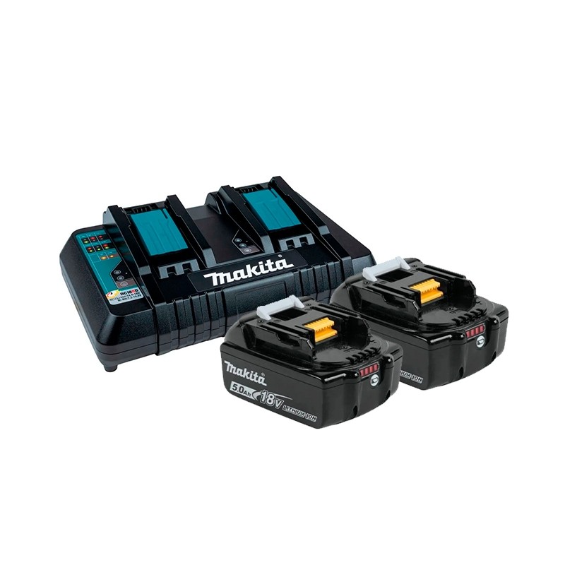 Kit 2 Baterias 5Ah 18V BL1850B  Carregador Duplo DC18RD 220V Makita