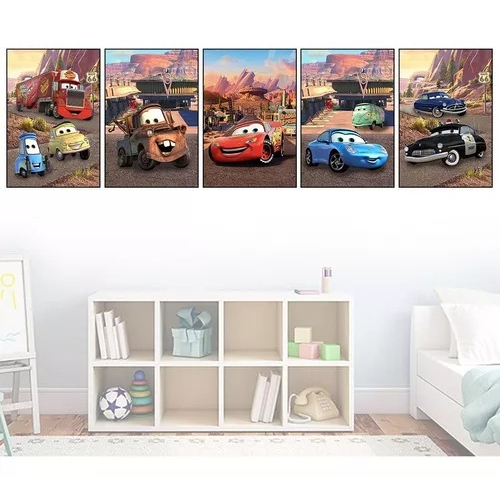 kit de quadros decorativo cars desenho relampago