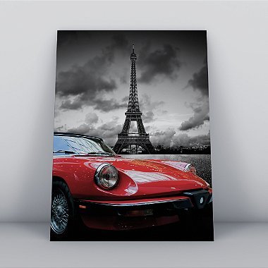 Quadro Canvas The Red Car Borda Infinita 60x90cm