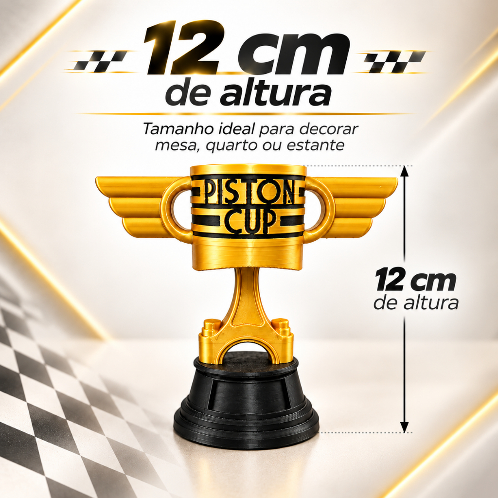 Taça COPA PISTÃO Relâmpago McQueen Disney Cars Rei decorativo infantil decoração festas