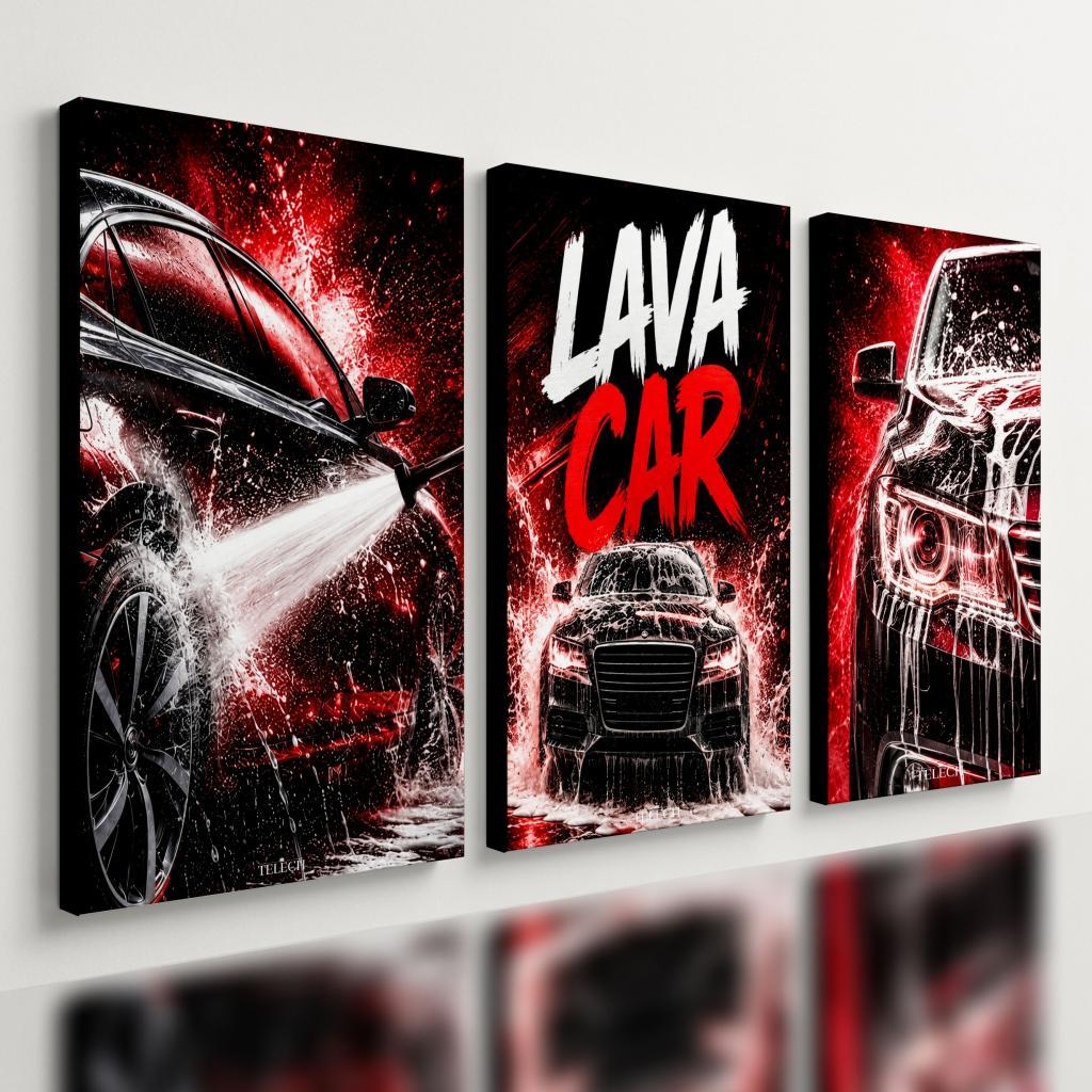 Kit3 Quadro Decorativo Carro Estética Automotiva Lava Car e3