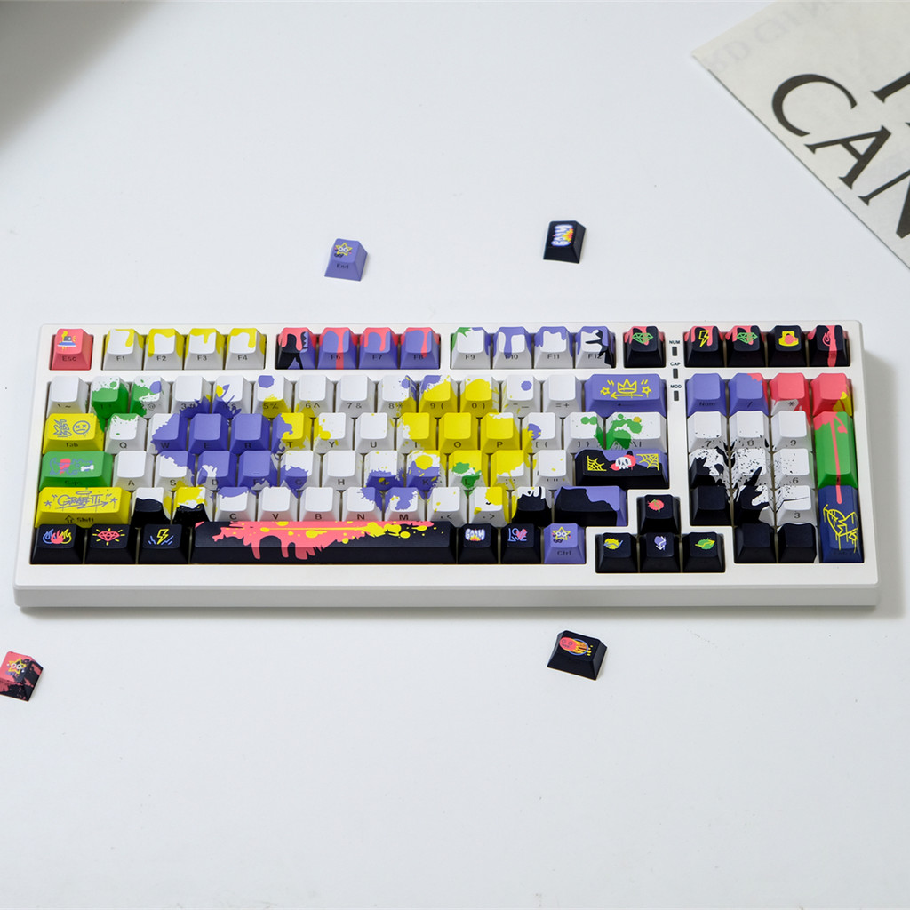 Graffiti lado gravura translúcido Keycap PBT Original fábrica alta sublimação teclado mecânico boné wooting Mega leão