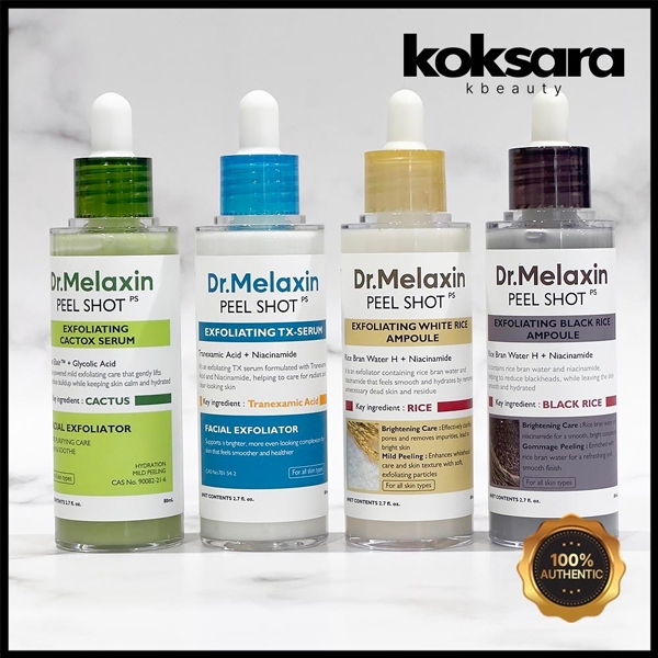 Dr. Melaxin Peel Shot Exfoliating Rice Ampoule Gommage Peeling Gel 80ml Black Rice/White Rice/Cactox/TX (4 Types)