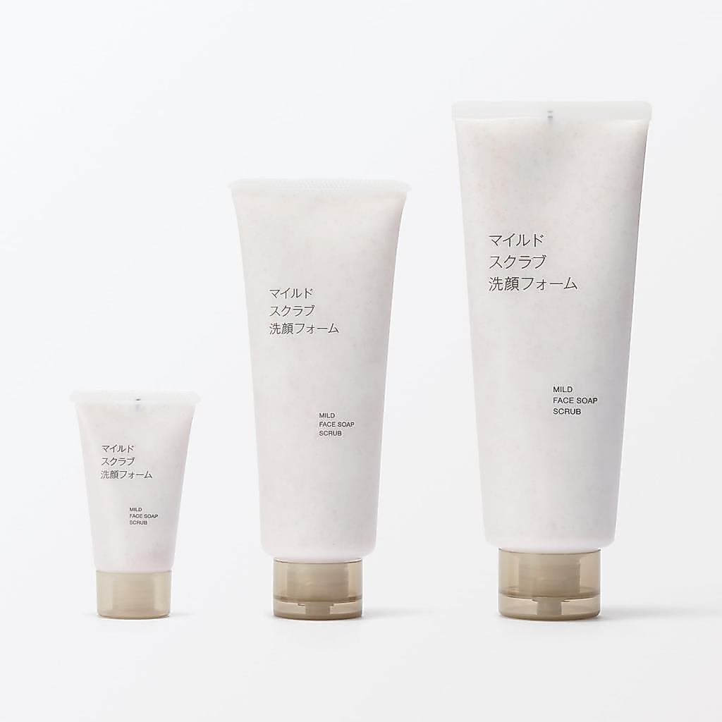 MUJI Mild Scrub Facial Cleanser Gentle Exfoliating Face Wash Pore Care Hyaluronic Acid Fragrance Paraben Free from Japan