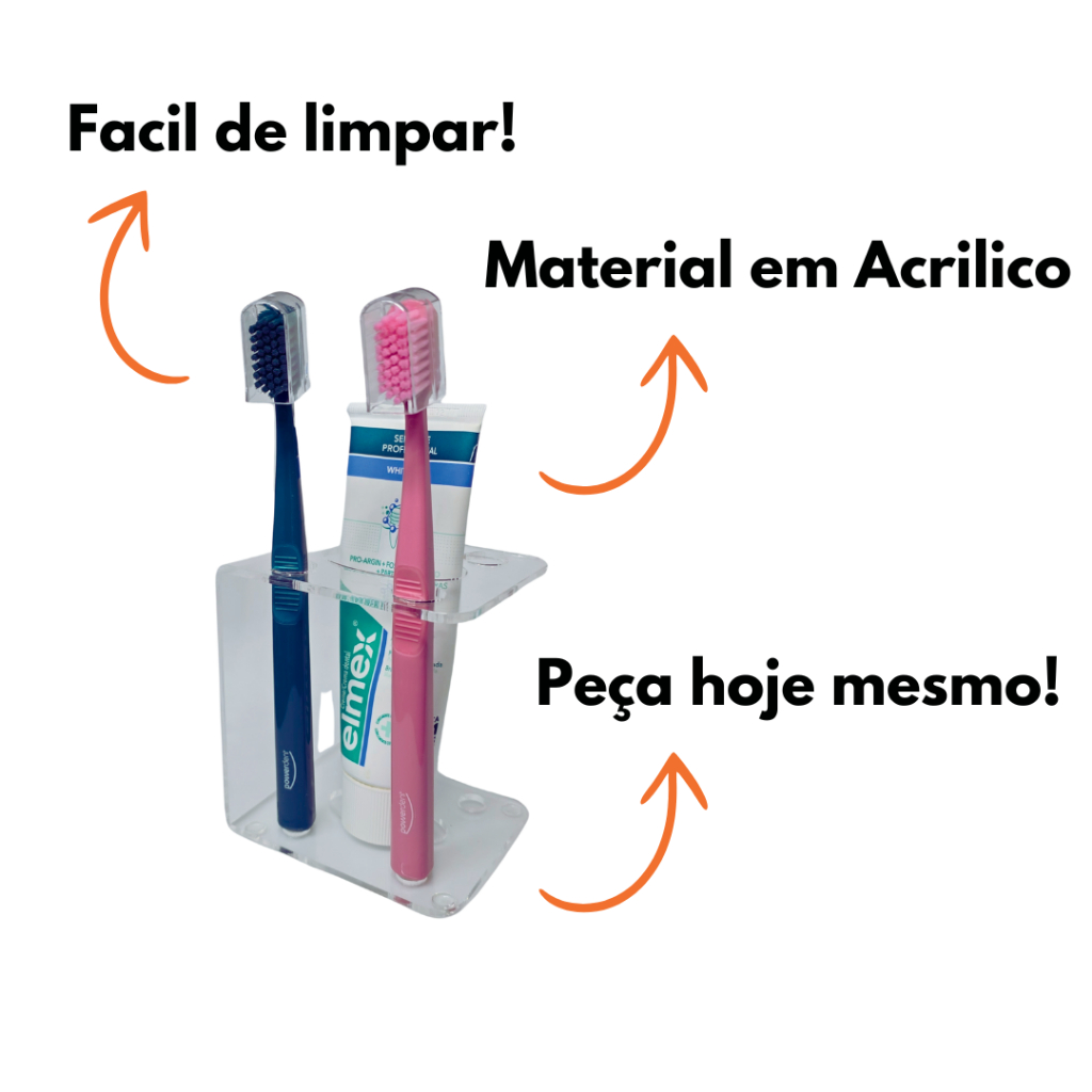 Suporta para Escova e Pasta de Dente Transparente