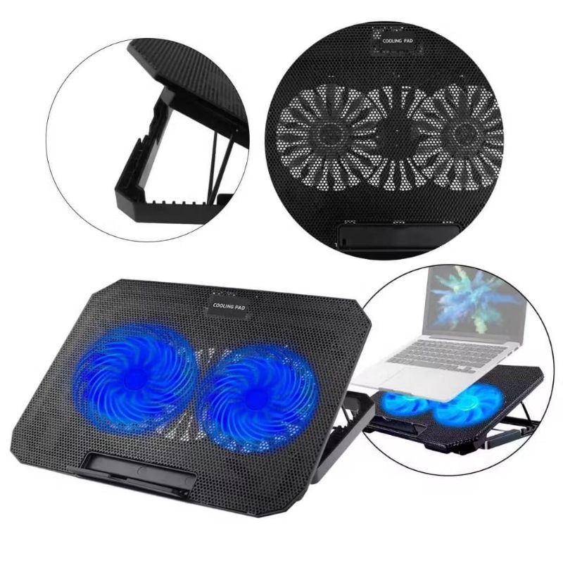 Suporte Notebook Base Led Refrigerada Ventilação Silenciosa Cor Preto Led Azul