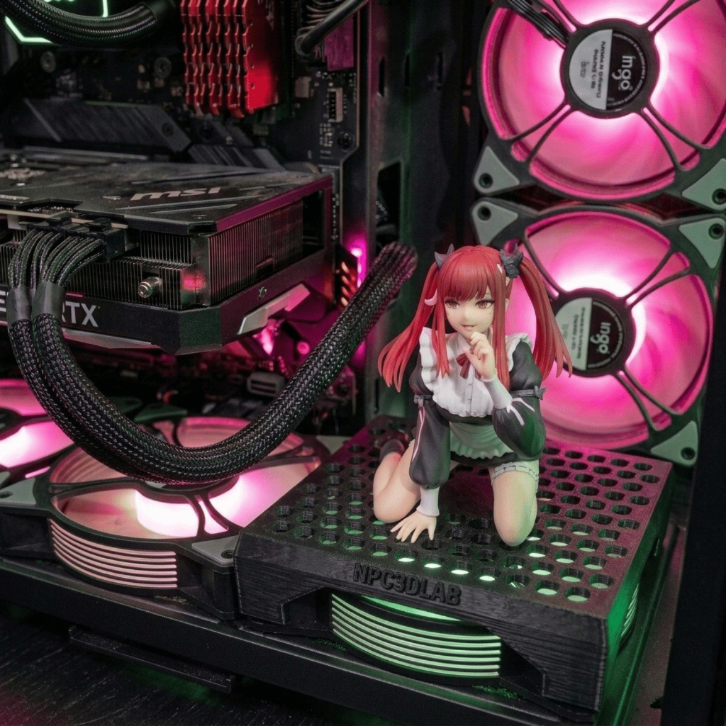 Suporte para Action Figure sobre Cooler PC Gamer - Base de Proteção Ventilada para Colecionáveis Setup