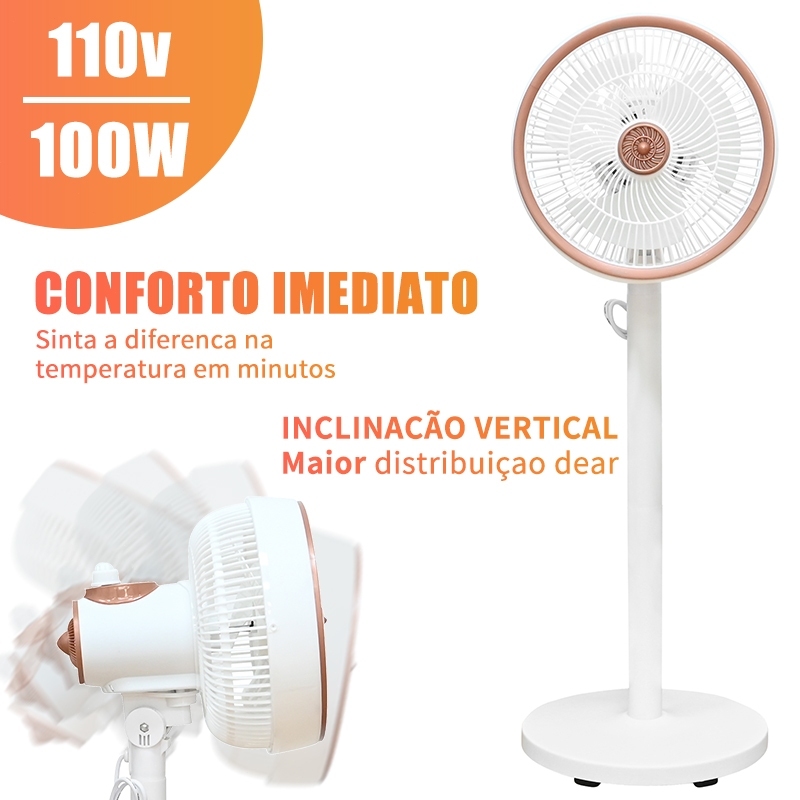 Ventilador De Coluna DX10 127V 100W Branco 4 Alturas Silencioso Aroma Gelo 3 Pás Base Estável Econômico Casa Branco