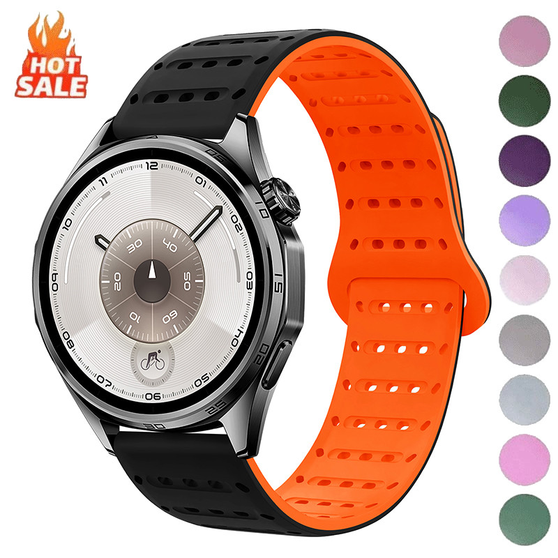 Pulseira De Silicone Magnética Perfurada De 22 Mm 20 18 Para Samsung Galaxy Watch 7 6 5 4 5Pro 6 4 Loop Clássico Huawei