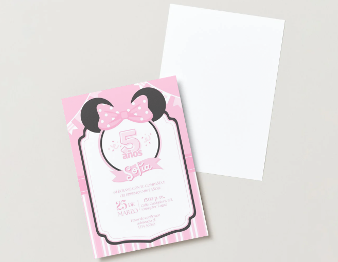 Invitaciones Infantiles Minnie Pink