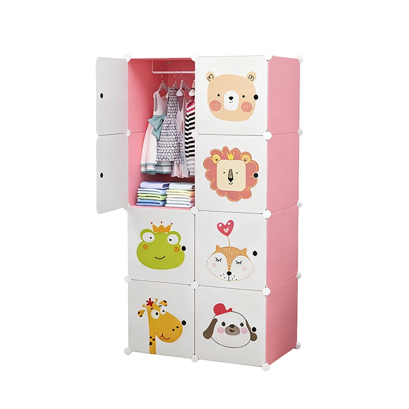 Guarda Roupa Portátil Infantil DIY Armário Modular Plástico Resistente 8 Portas Organizador Nicho