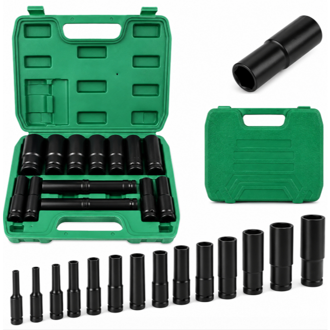 Jogo Soquete Longo Sextavado Impacto 1/2 8 A 32 Mm 15pcs