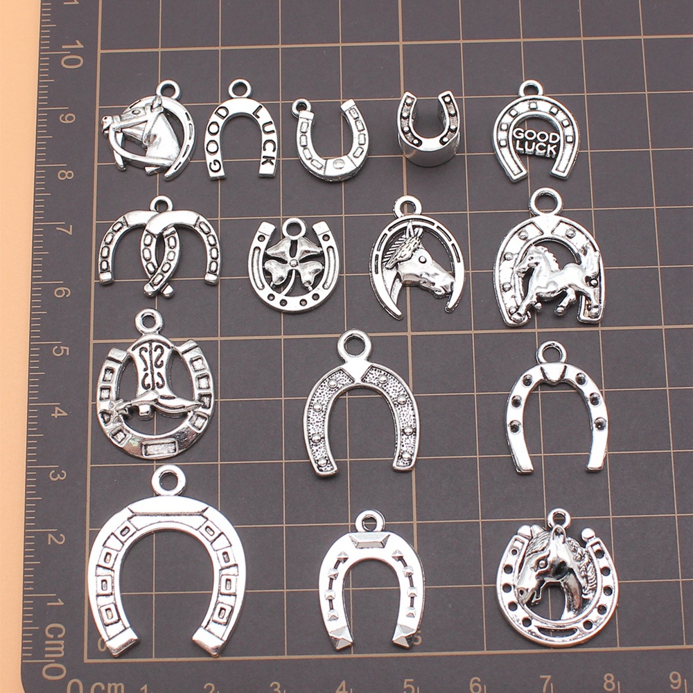 15pcs/set Lucky Horseshoes Charms Jewelry Fazendo Suprimentos Diy Pingente De Telefone Celular