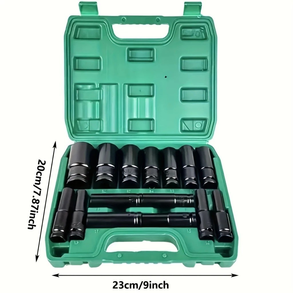 15pcs 8-32mm Adaptador de chave de impacto para ferramentas elétricas, aço de alto carbono Soquete