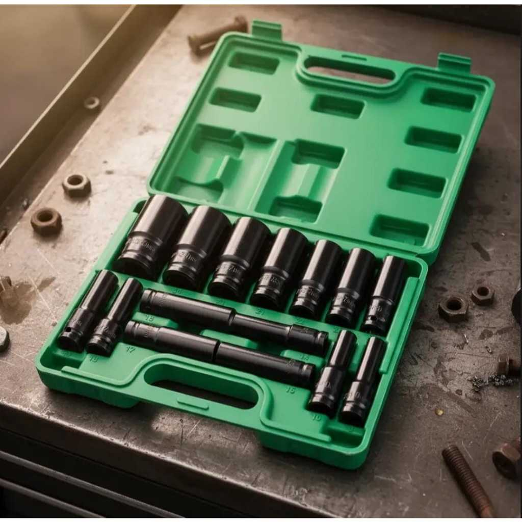 Jogo Soquete Longo Sextavado Impacto 1/2 8 A 32 Mm 15pcs Preto vlx
