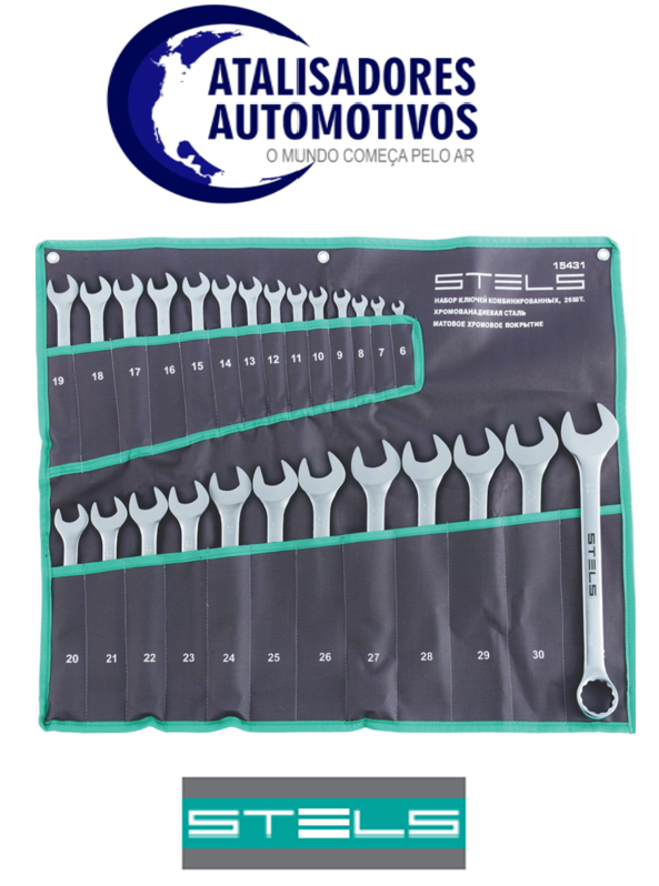JOGO DE CHAVE COMBINADA, CROMO VANADIO, 6-32MM, 15PCS -STELS