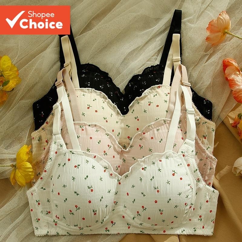 Sutiã Push-Up Sem Fio Petite Damasco-Bralette Branco Doce Adolescente Para Bustos Pequenos