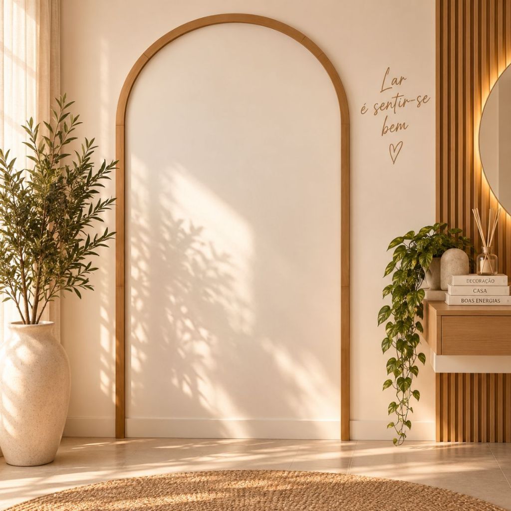 Arco Decorativo MDF Cru Branco 3mm Parede 200 x 100cm Arco Romano Minimalista Decoração Enfeite
