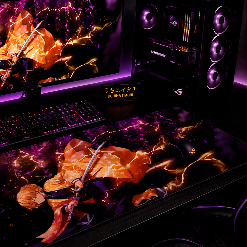 Mouse Pad Gamer Personalizado Zanitsu Demon Slayer Grande RGB Anime Exclusivo 80x30cm Confortável e Preciso