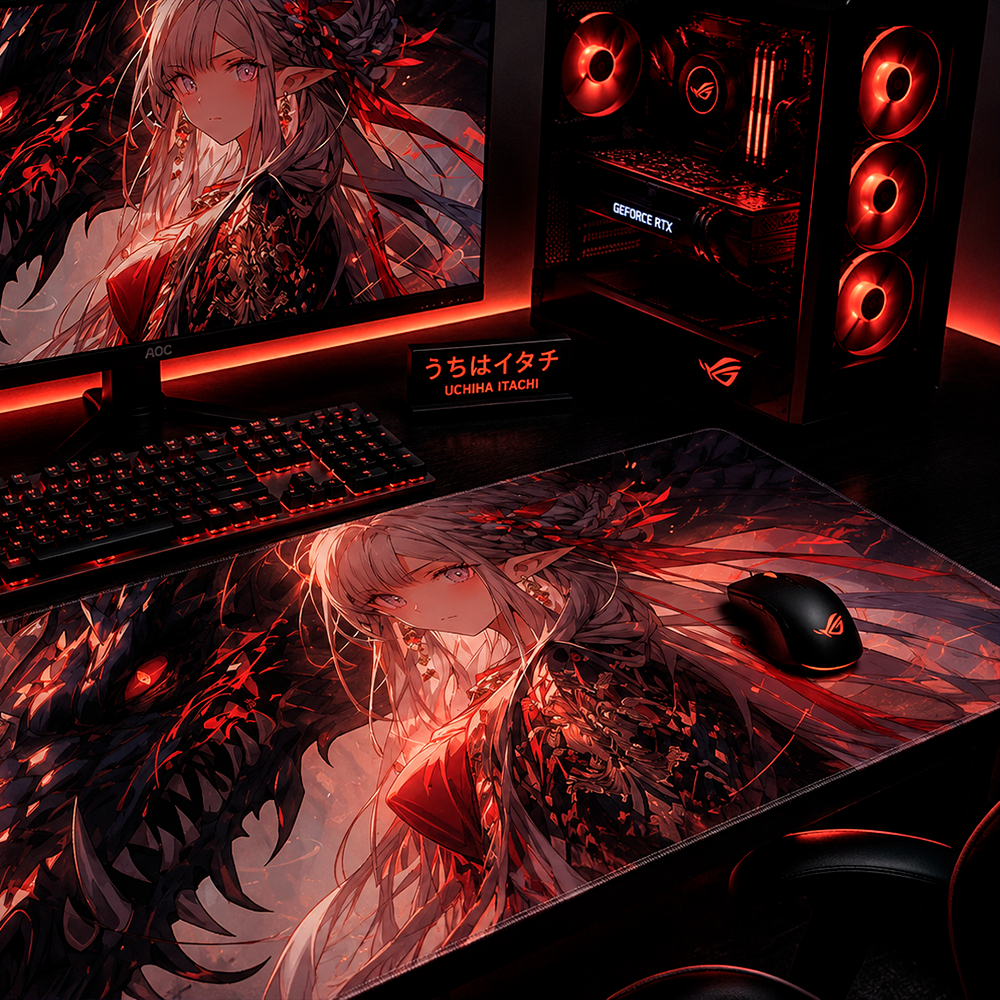 Mouse Pad Gamer Personalizado Menina Do Dragão Grande RGB Anime Exclusivo 80x30cm Confortável e Preciso