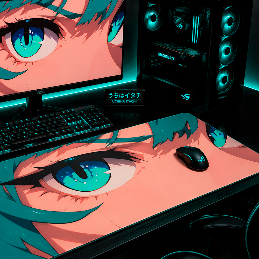Mouse Pad Gamer PersonalizadoOlgo iGirl Verde Man Grande RGB Anime Exclusivo 80x30cm Confortável e Preciso
