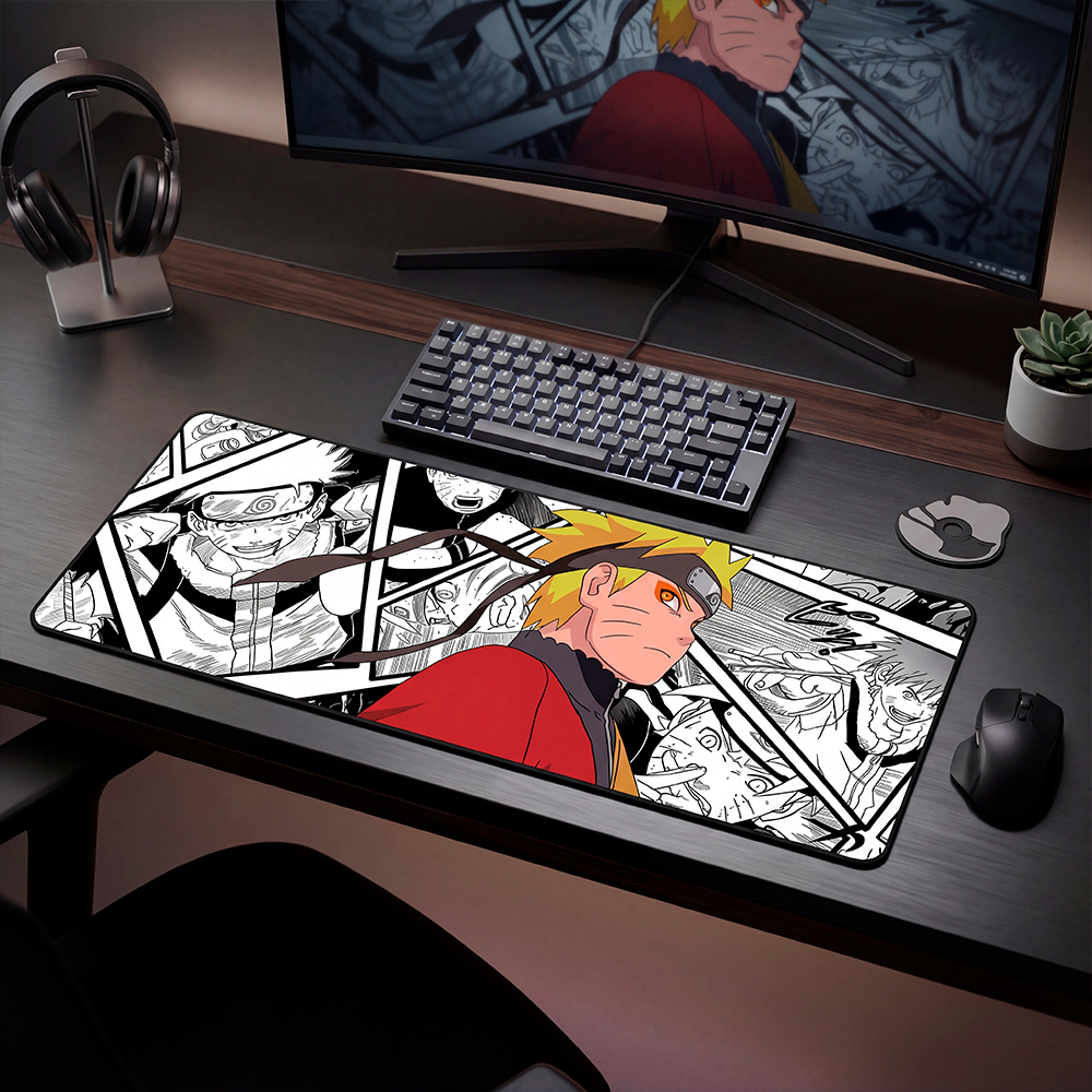 Mouse Pad Gamer Personalizado Naruto Grande RGB Anime Exclusivo 80x30cm Confortável e Preciso