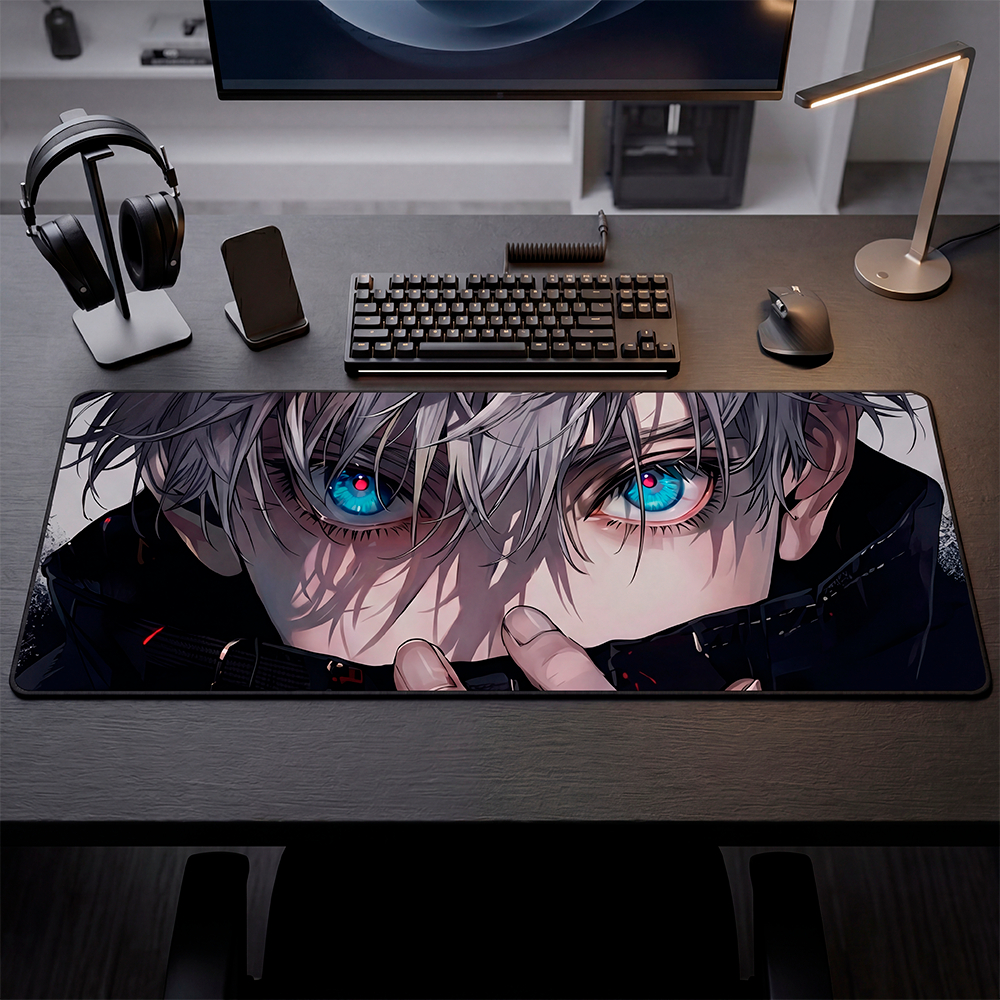 Mouse Pad Gamer Personalizado Gojo Saturo Jujutso Kaisen Grande RGB Anime Exclusivo 80x30cm Confortável e Preciso