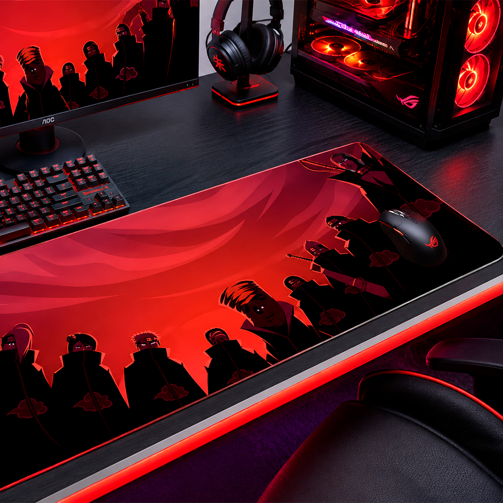 Mouse Pad Gamer Personalizado Akatsuki Grande RGB Anime Exclusivo 80x30cm Confortável e Preciso