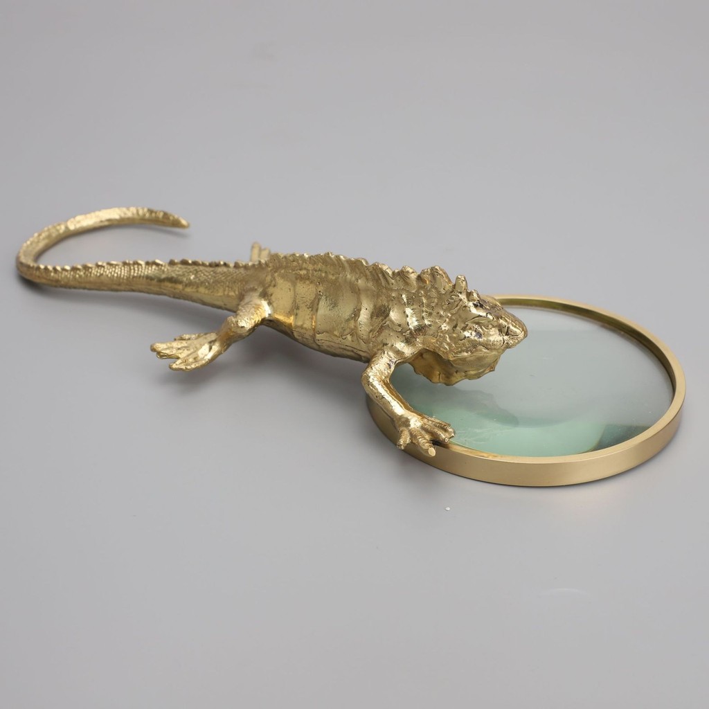 OPKW New Chinese-style lizard magnifying glass ornament, suitable for model homes, sales offices, bedrooms, studies, liv