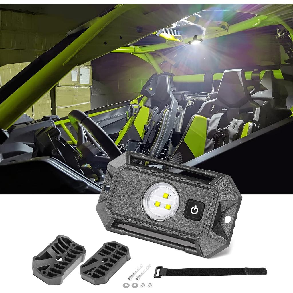 LED Dome Light, ROADOR UTV Interior Dome Light w/Switch 12V Wired Universal Roll Bar Mount Light Utility Car Dome Light