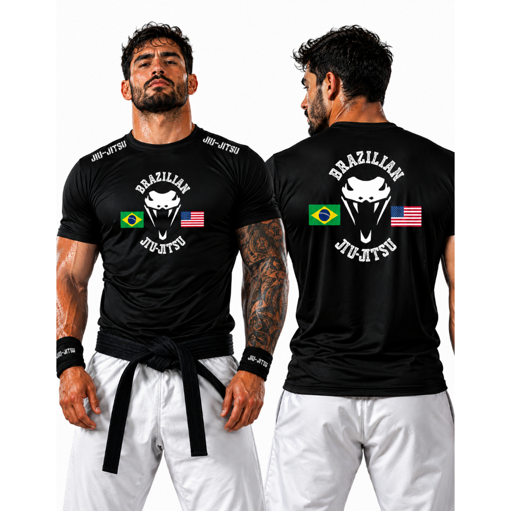 Camisa De Jiu Jitsu Cobra Viper Treino Academia Competidor Rash Guard Poliamida Com elastano Plus Size G1 G2 G3 G4