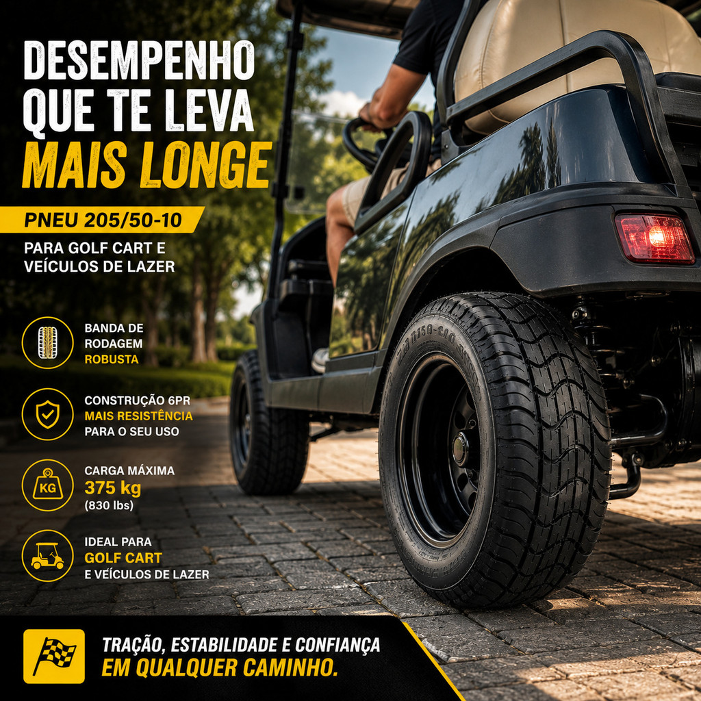 Pneu 205/50-10 Aro 10 Para Golf Cart Off Road Quadriciclo